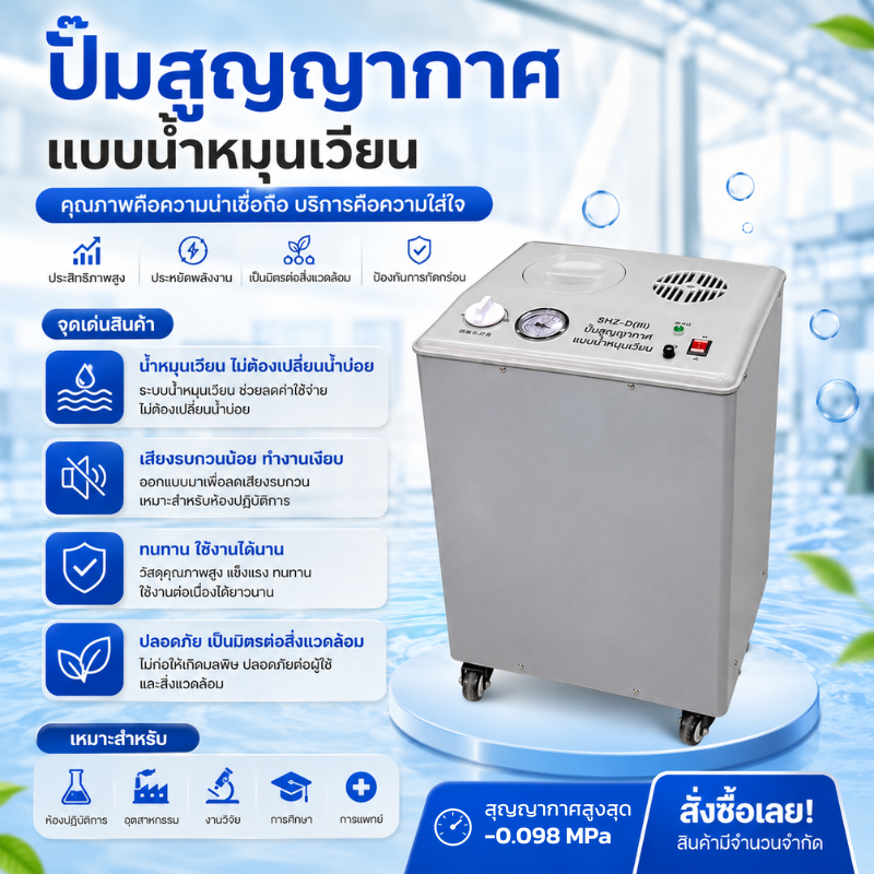เครื่องปั๊มสูญญากาศแบบน้ำหมุนเวียน (Circulating Water Vacuum Pump)