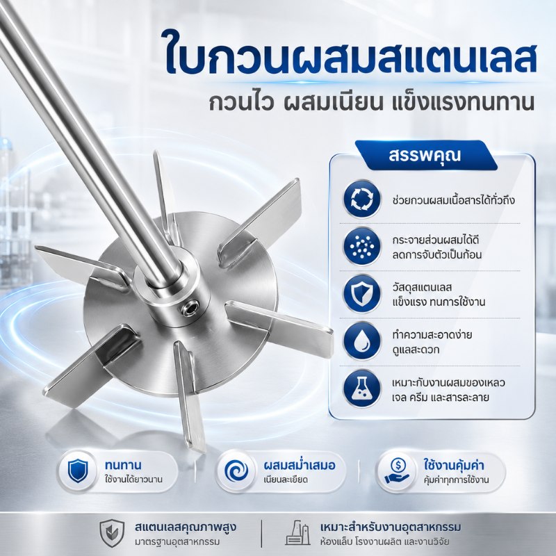 หัวปั่นเทอร์ไบน์ 6 ใบ สแตนเลส 304 ใบตรง/ใบเอียง เลือกได้ 28 ขนาด
