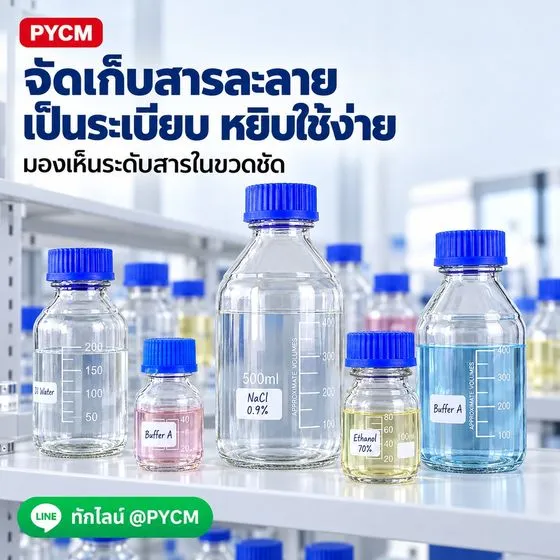 จัดเก็บขวดรีเอเจนต์บนชั้นวาง