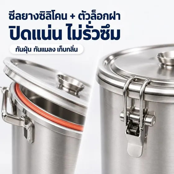 ซีลยางซิลิโคนและตัวล็อกฝา