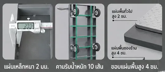 แผ่นเหล็กหนา 2 มม. คานรับน้ำหนัก 10 เส้น ขอบแผ่นพื้นสูง 4 ซม.