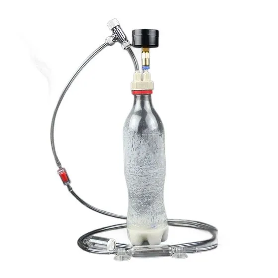 ชุดผลิตก๊าซ CO2 แบบ DIY ติดตั้งบนขวดน้ำอัดลม พร้อมเกจ วาล์วปรับละเอียด สาย และตัวนับฟอง