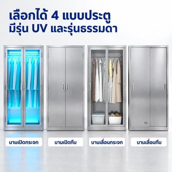 คู่มือการใช้งานตู้เก็บชุดทำงานสแตนเลส 201 / 304 บานเปิดคู่ / บานเลื่อน รุ่น UV — รหัส 33544-33574